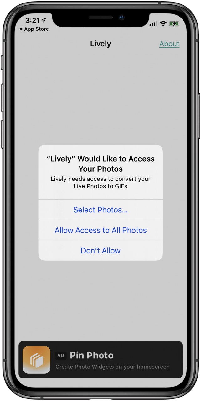 autoriser l'accès aux photos