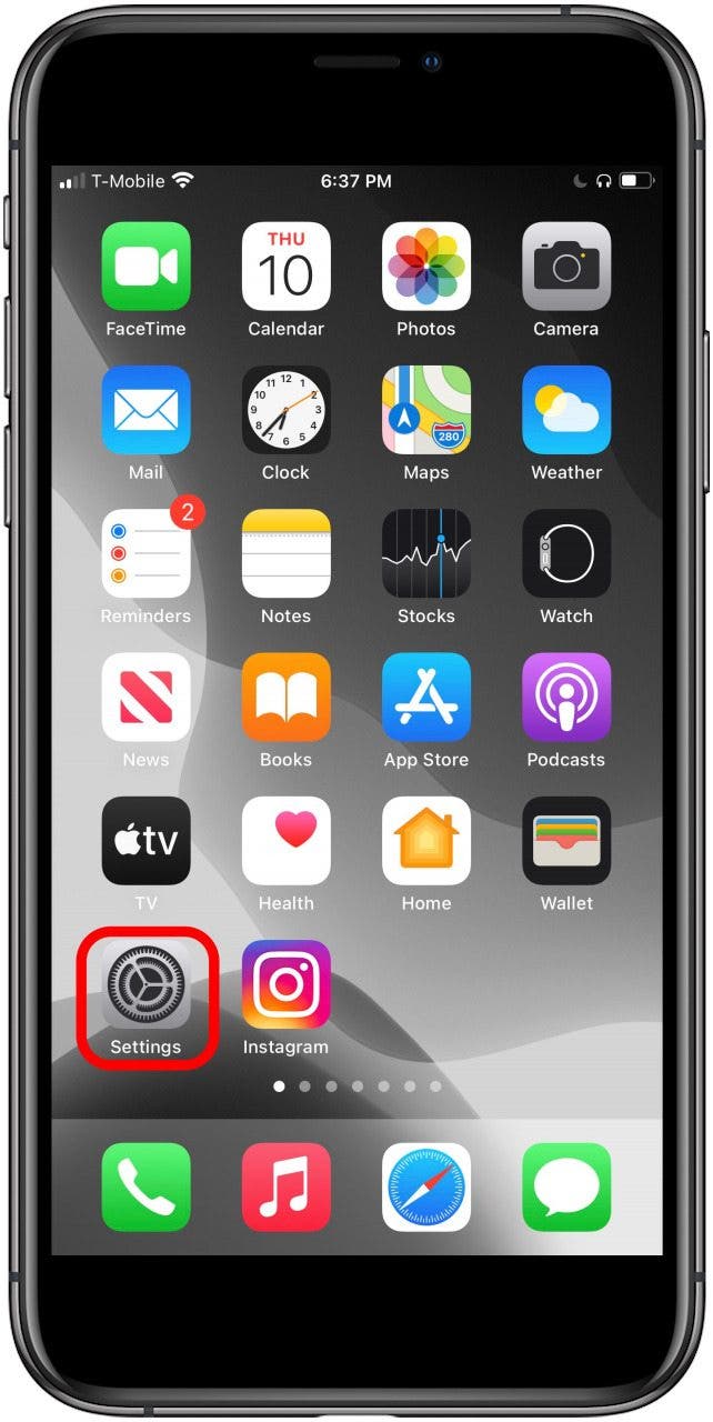 Ouvrez l'application Paramètres