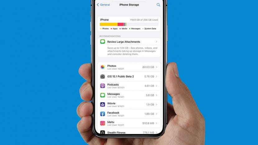 iPhone indique que le stockage est presque plein depuis la