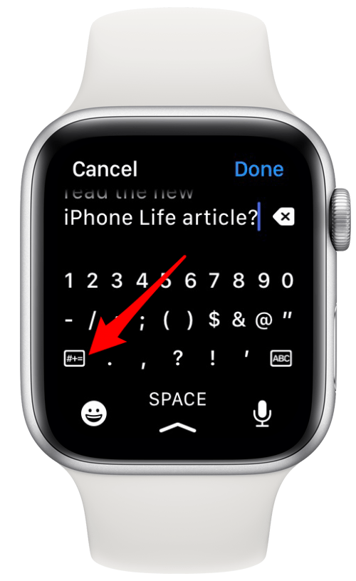 Pour saisir des symboles qui ne sont pas disponibles dans le clavier numérique, appuyez sur #+=.