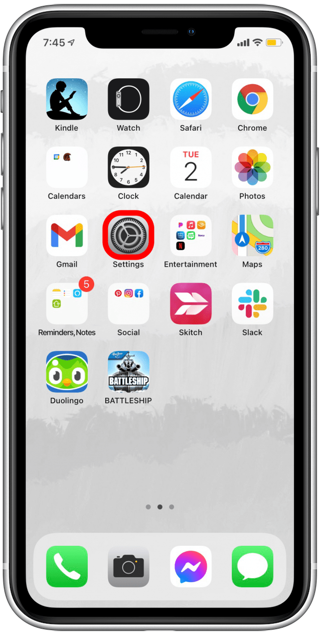 Ouvrez l'application Paramètres