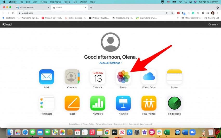 Cliquez sur Photos dans iCloud