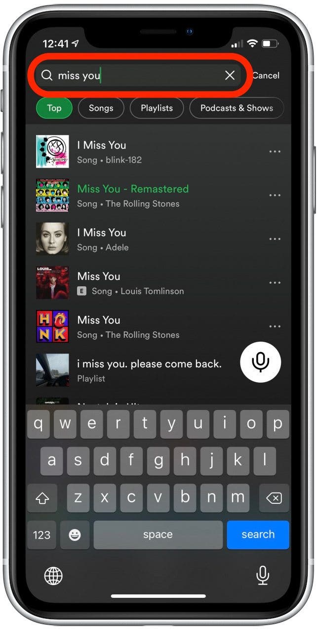 rechercher une chanson sur Spotify