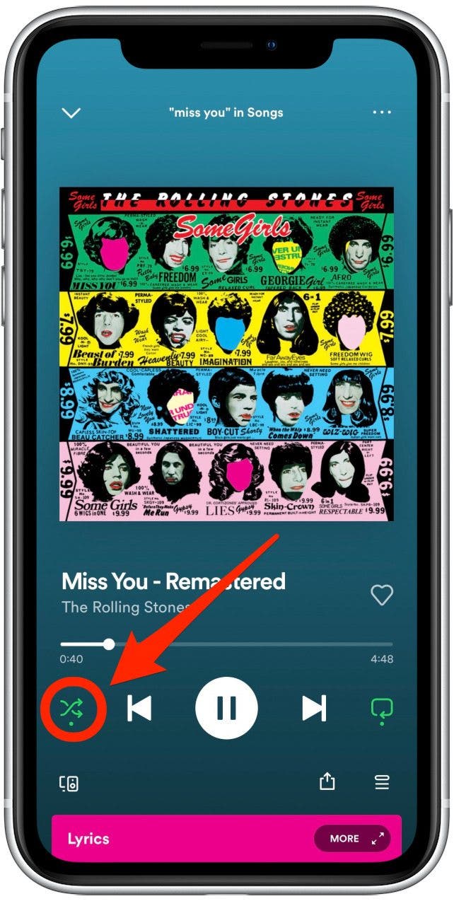 Spotify aléatoire activé