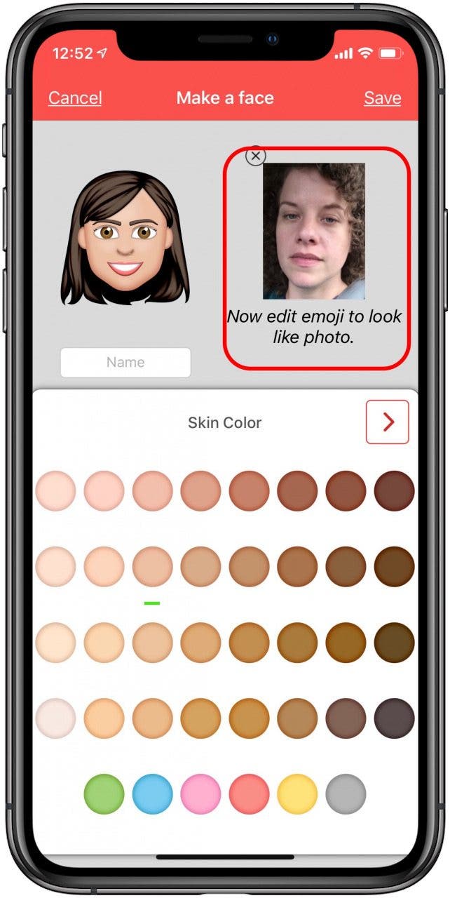 téléchargez votre photo sur l'application emoji