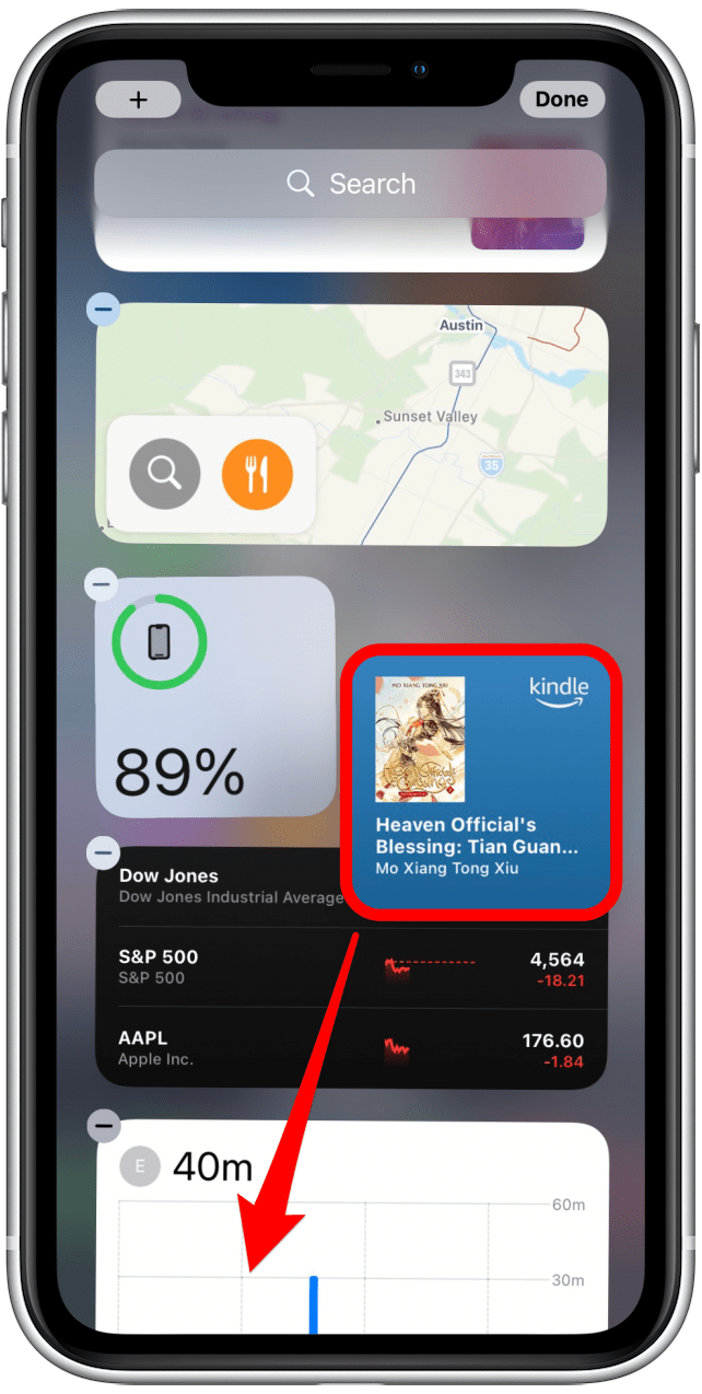 maintenez et faites glisser le widget pour le déplacer