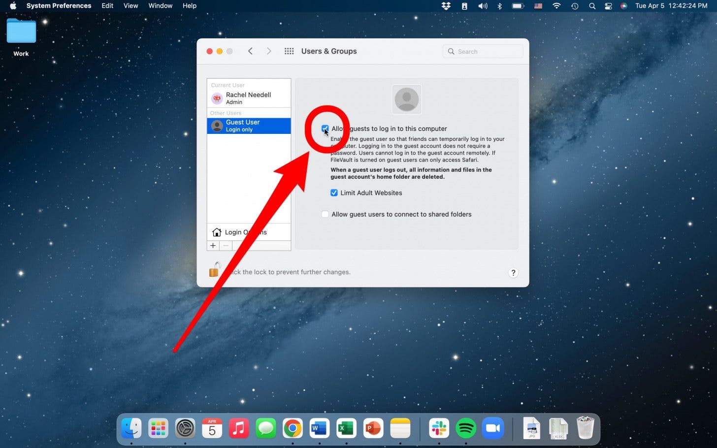 allez dans les paramètres pour ajouter un utilisateur invité à mac
