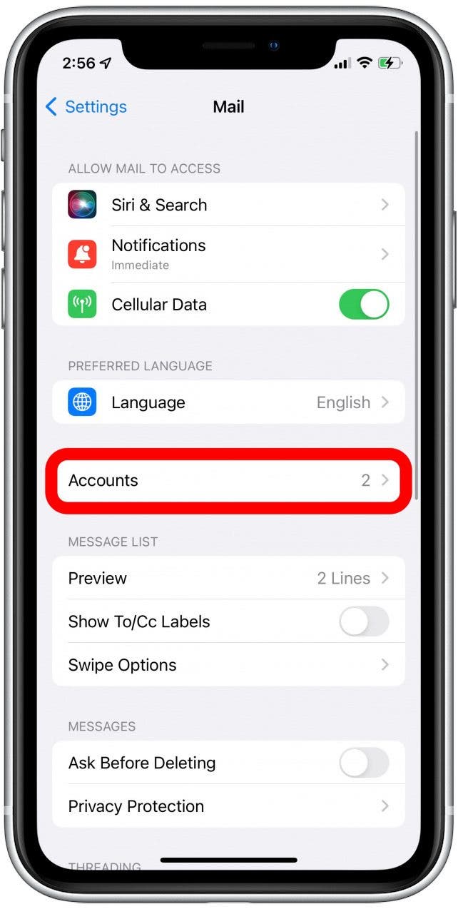 plusieurs e-mails sur l'application de messagerie sur iphone