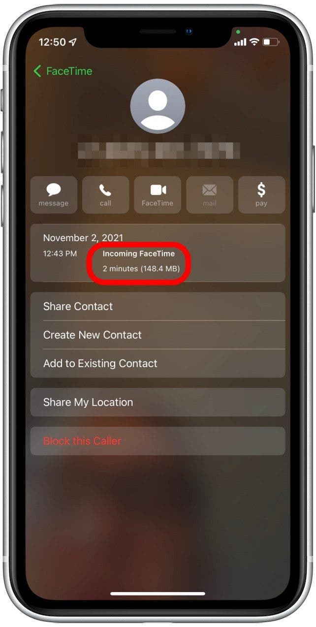 Voir les données FaceTime dans l'application