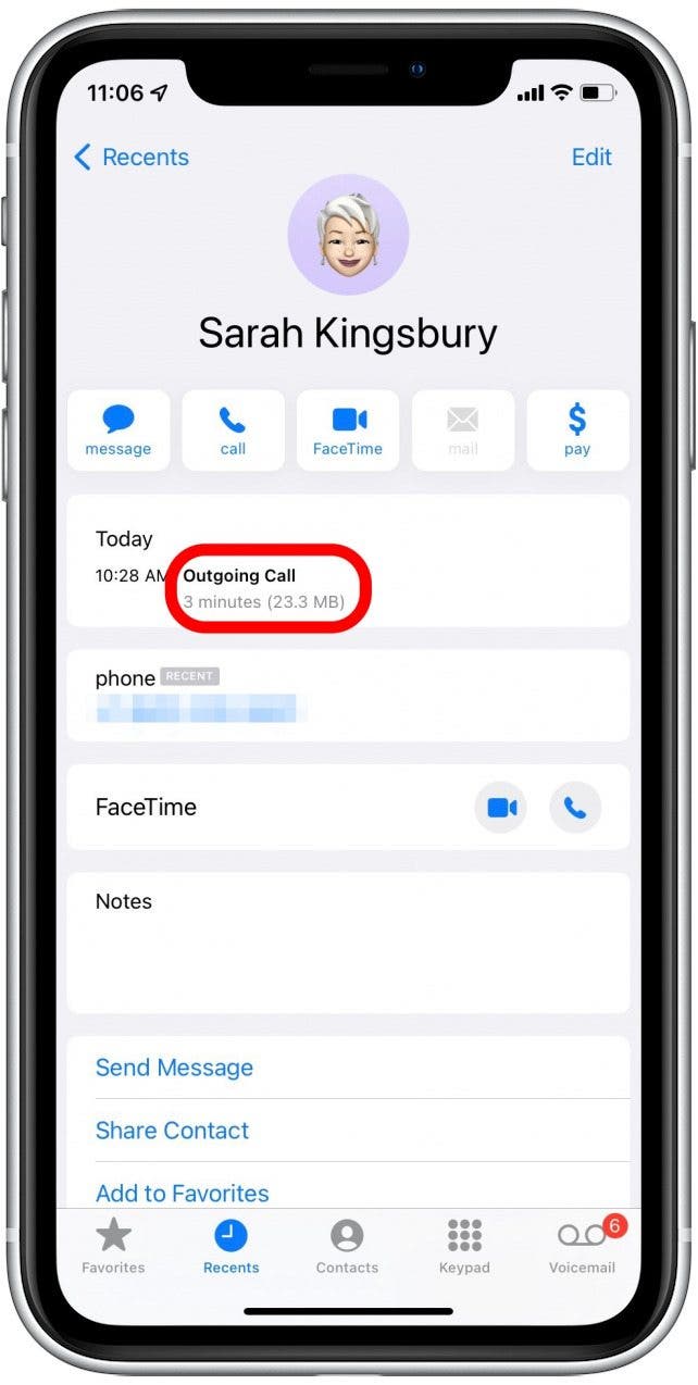 Vérifier les données FaceTime