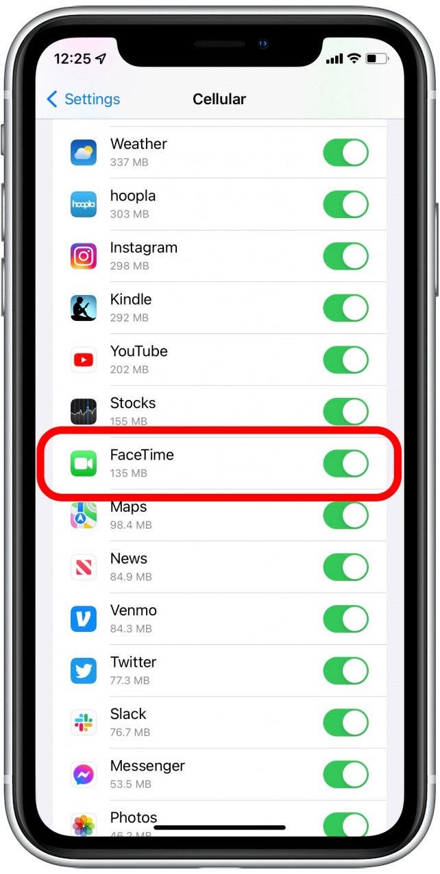Voir les données FaceTime