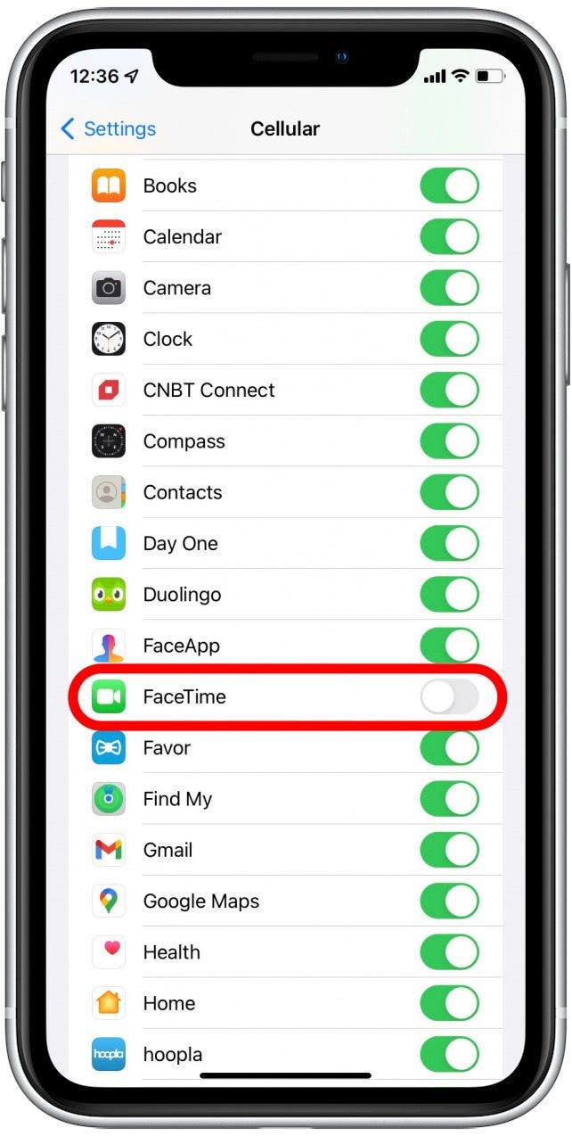 Désactiver les données FaceTime