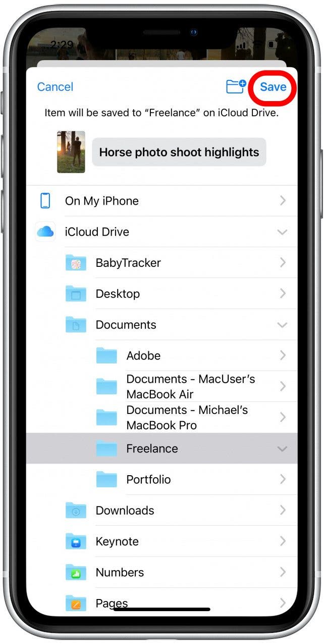 enregistrer pdf sur iPhone