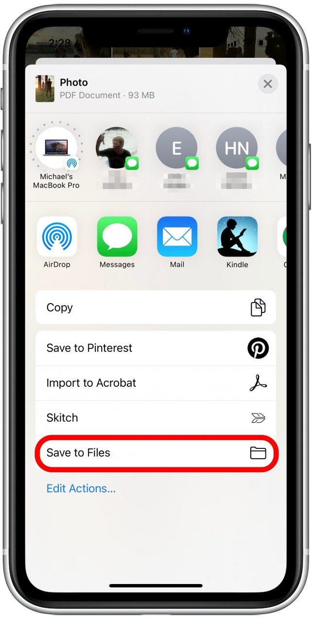 partager pour imprimer au format PDF iPhone