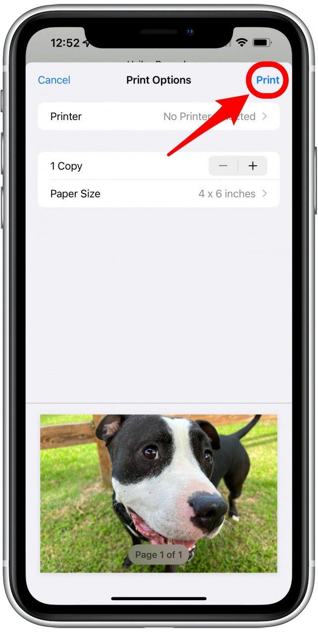 Appuyez à nouveau sur Imprimer.
