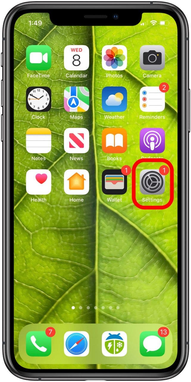 application de paramètres iphone