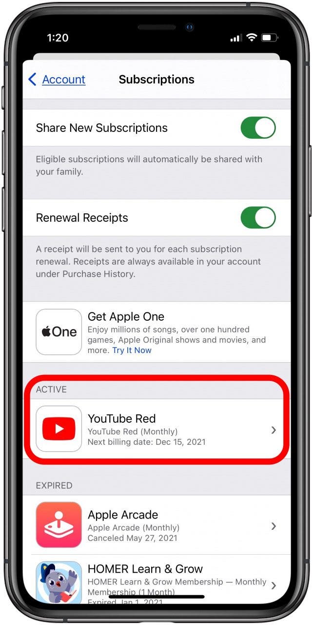 appuyez sur l'application que vous souhaitez gérer ou annuler