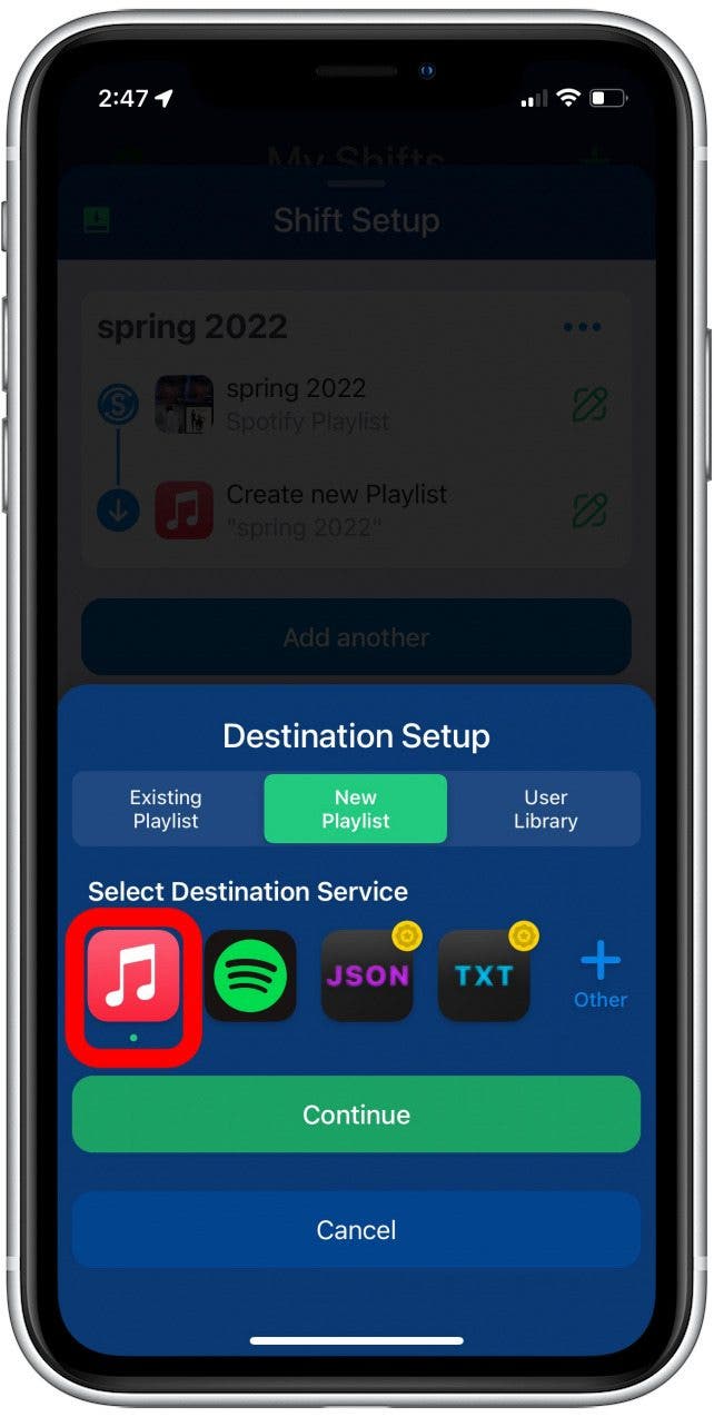 transférer une playlist d'une application à une autre