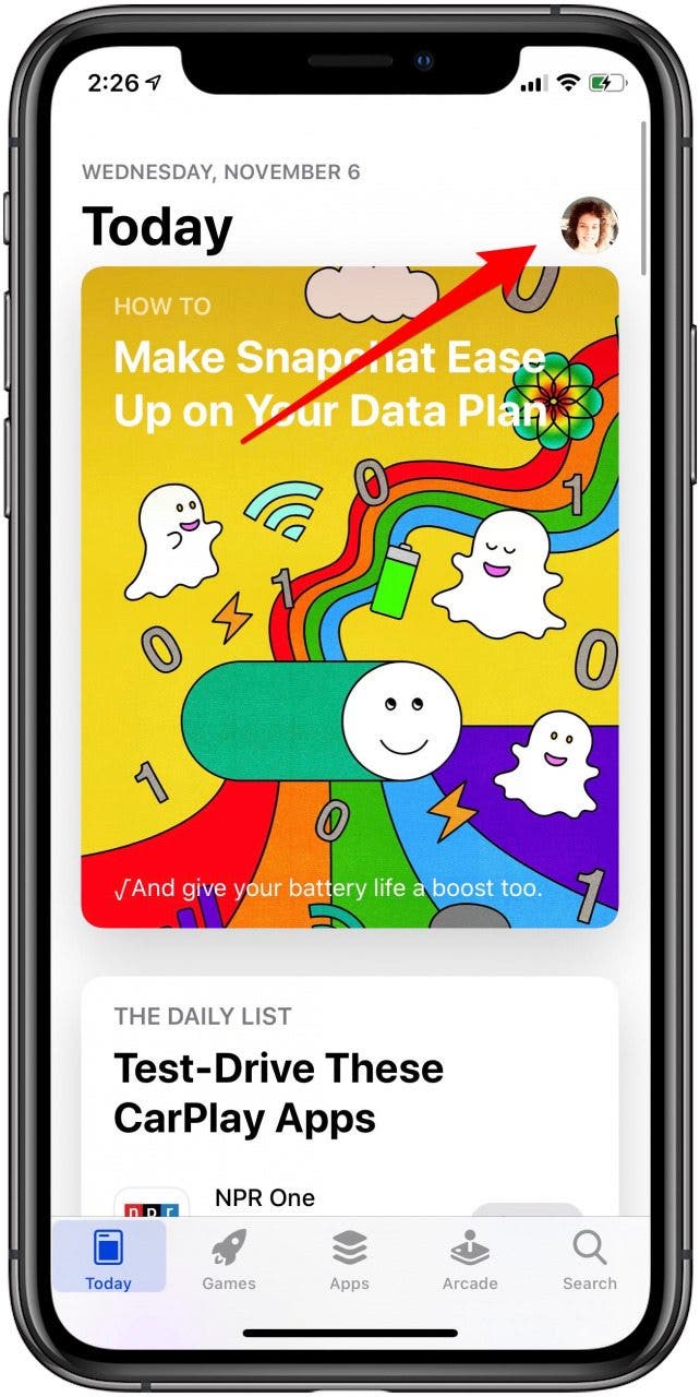 appuyez sur l'identifiant Apple dans l'App Store