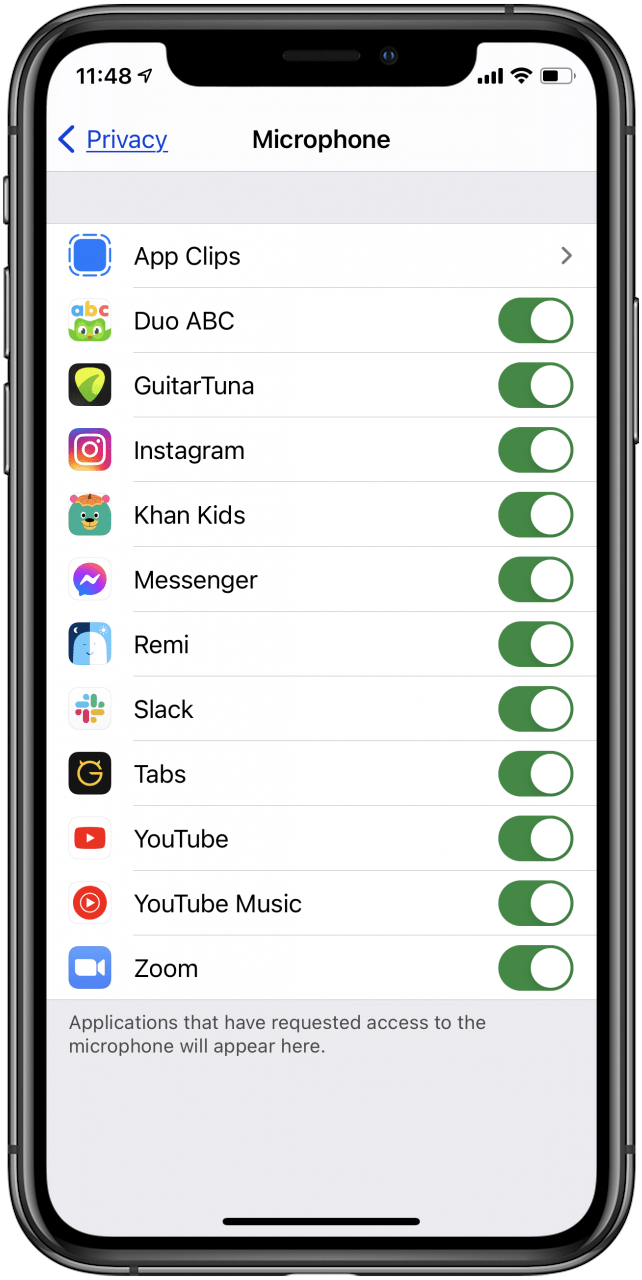 applications avec accès au microphone de l'iphone