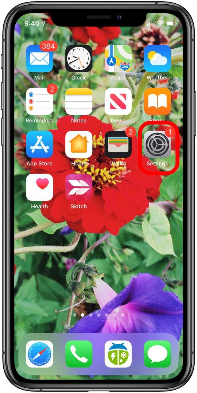 application de paramètres iphone