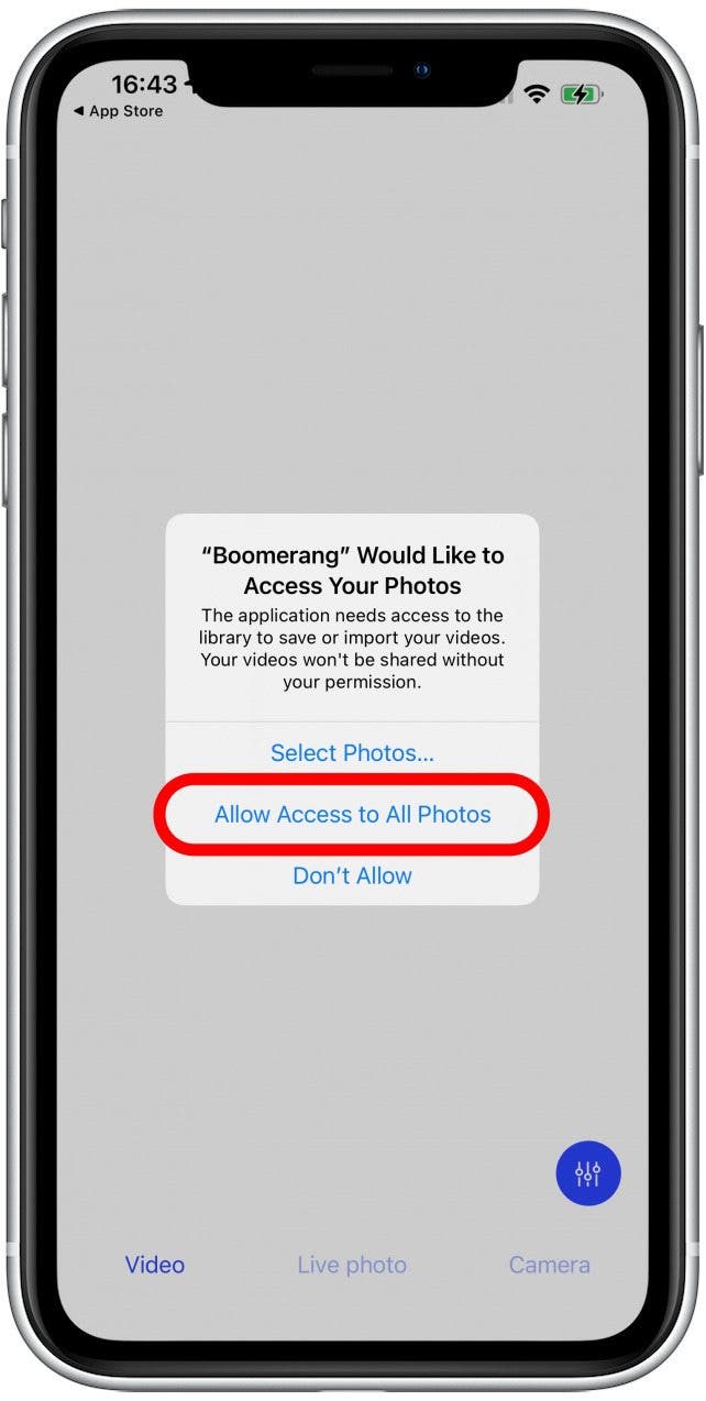 Appuyez sur Autoriser l'accès à toutes les photos.