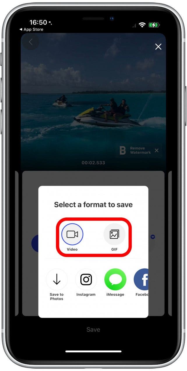 Vous pouvez l'enregistrer sous forme de vidéo ou de GIF.