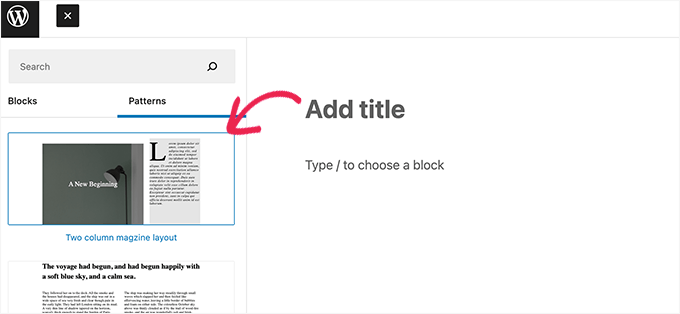 Ajoutez un motif de bloc personnalisé à votre message Ajoutez un motif de bloc personnalisé à votre message