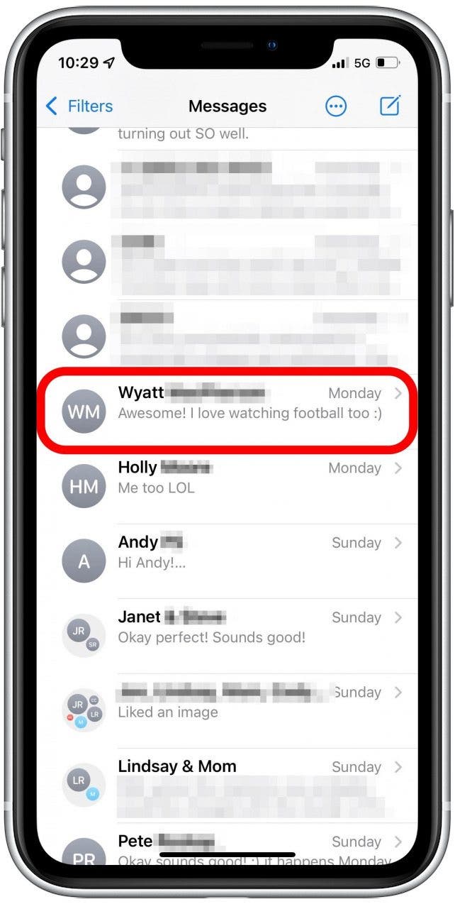 Épingler les messages en haut sur iPhone