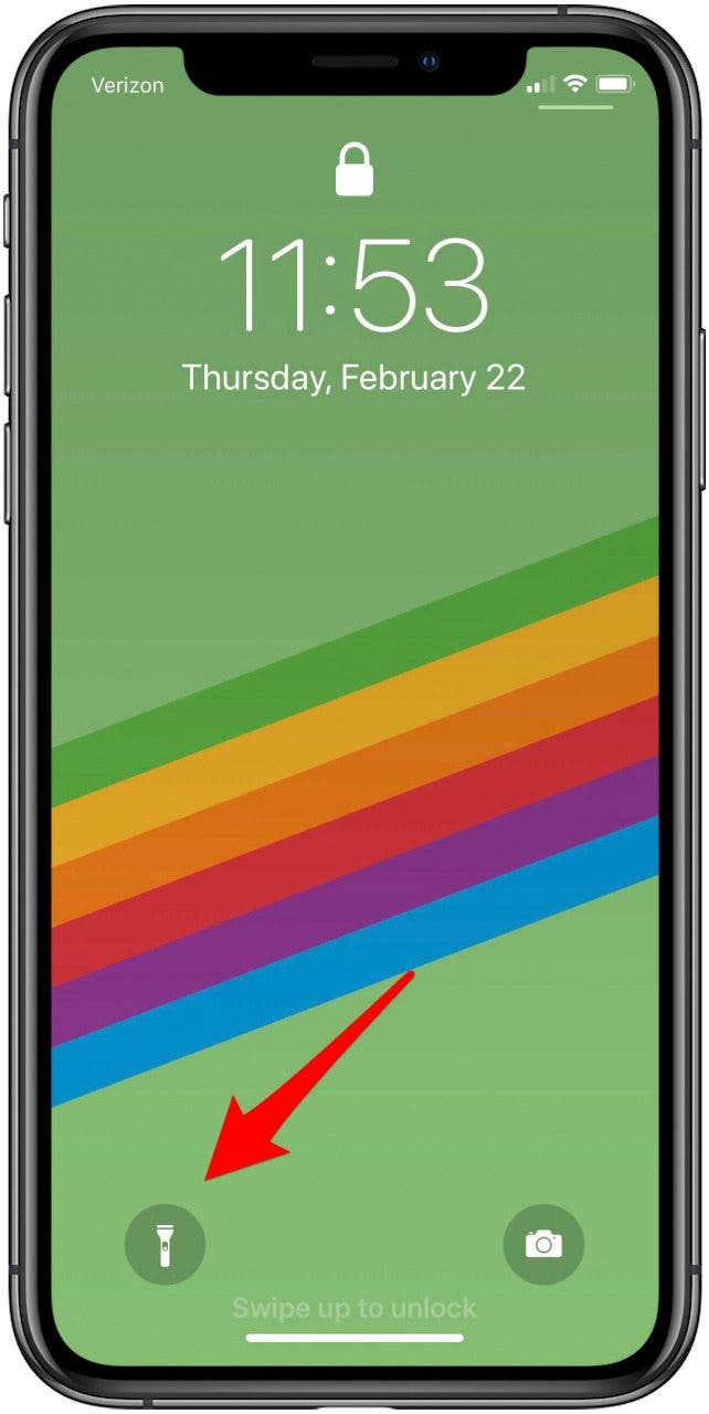 allumer la lampe de poche iphone x écran de verrouillage