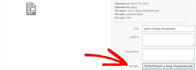 Copier l'URL du fichier Copier l'URL du fichier