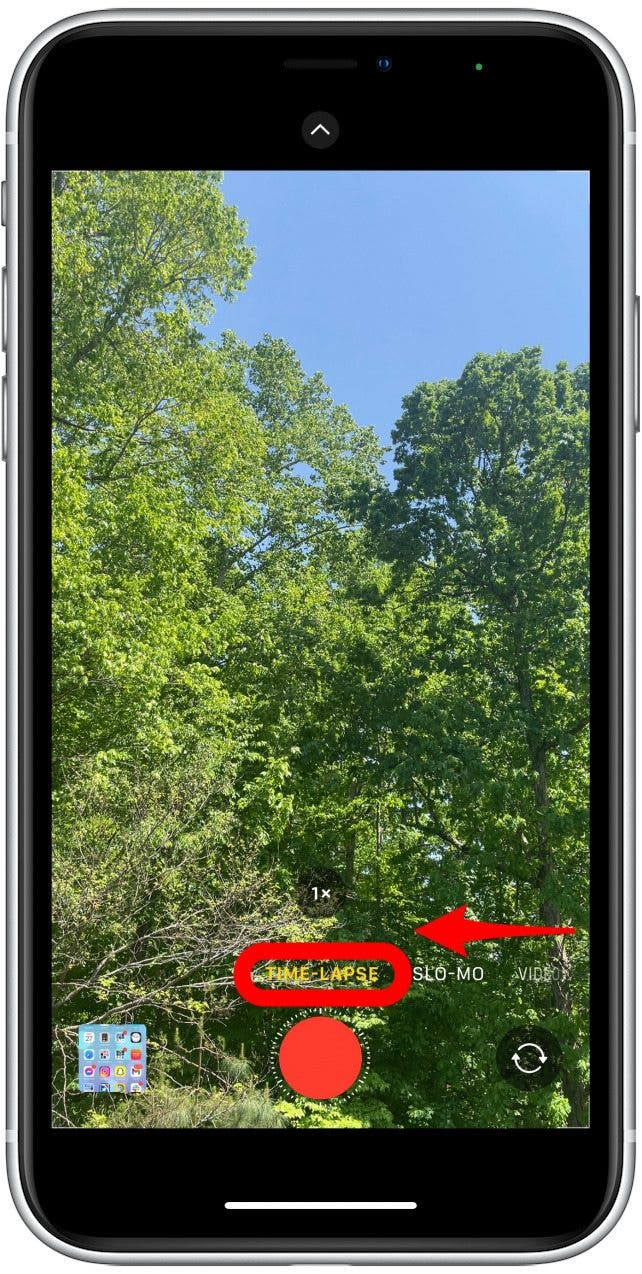 balayez vers la droite pour trouver la fonction d'accéléré dans l'application appareil photo
