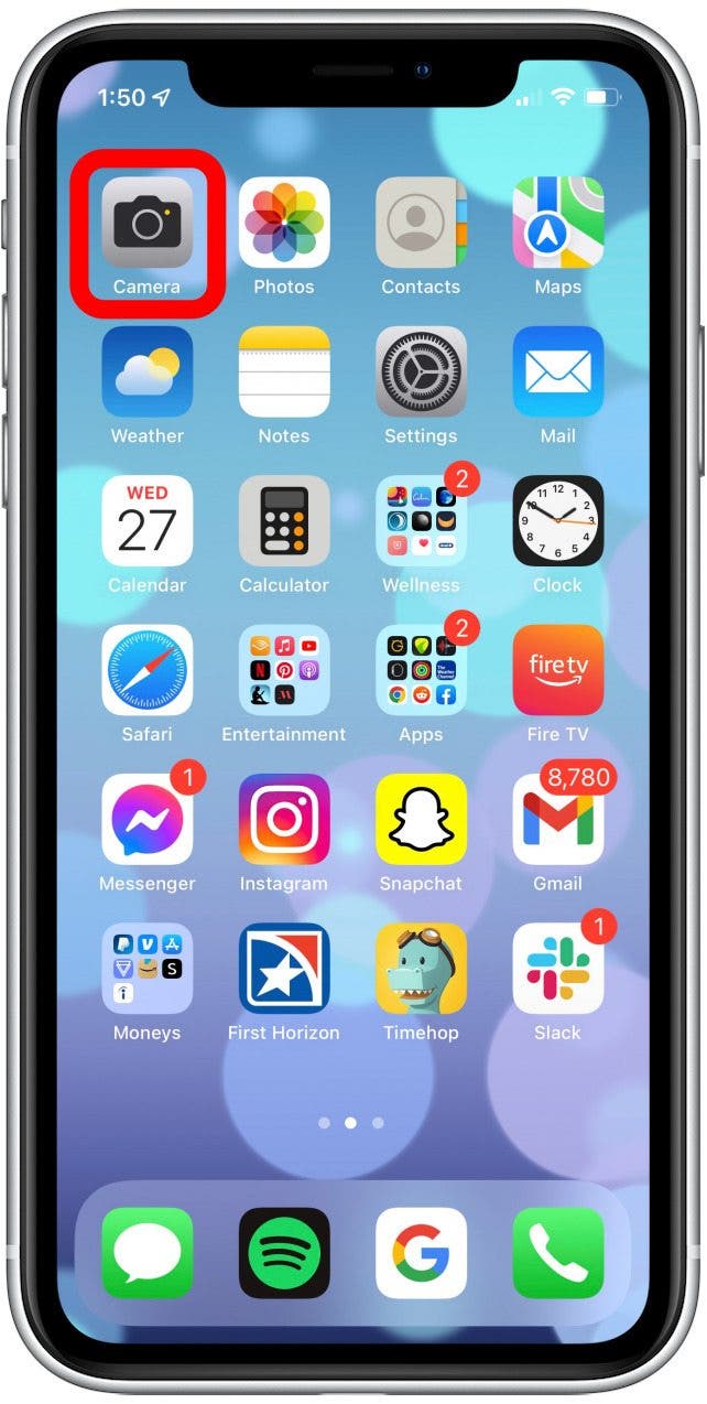 ouvrez l'application appareil photo pour prendre un time-lapse