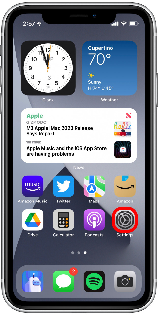 Ouvrez l'application Paramètres.