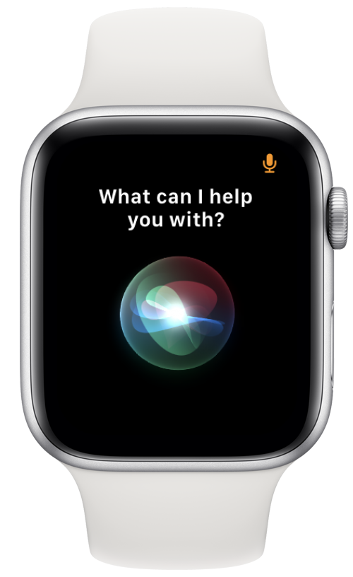 Maintenez la couronne numérique enfoncée jusqu'à ce que l'interface Siri apparaisse.