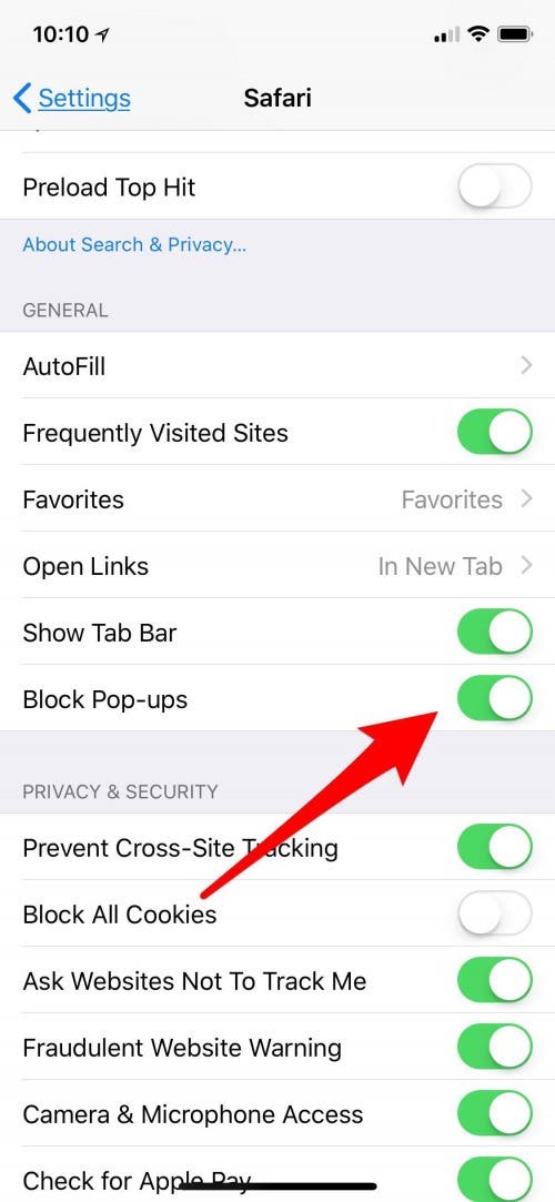 comment désactiver le bloqueur de pop up