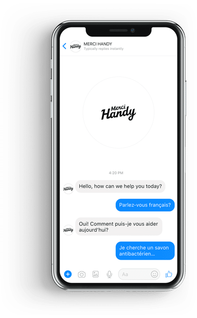 Chatbot français Merci Handy