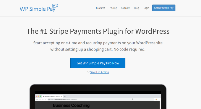 Page d'accueil de paiement simple WP