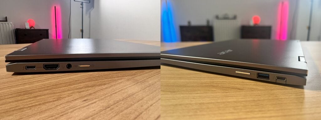 Vues côte à côte des ports du Acer Chromebook Spin 714