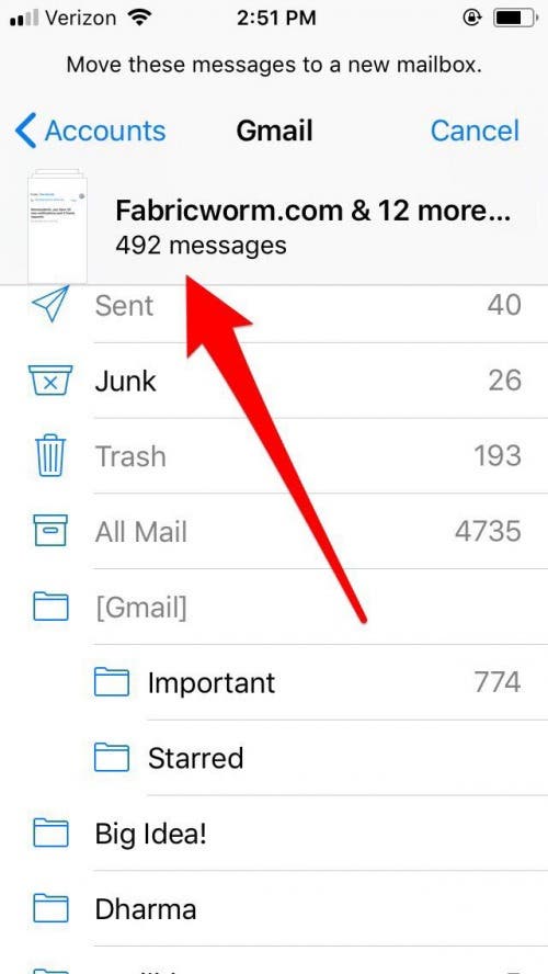 trouver et supprimer tous les e-mails d'un expéditeur sur iphone