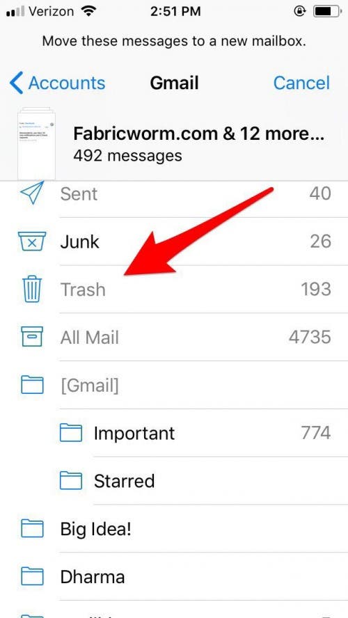 supprimer par lots des e-mails sur iphone