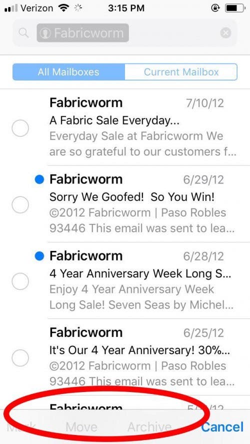 supprimer par lots des e-mails sur iphone