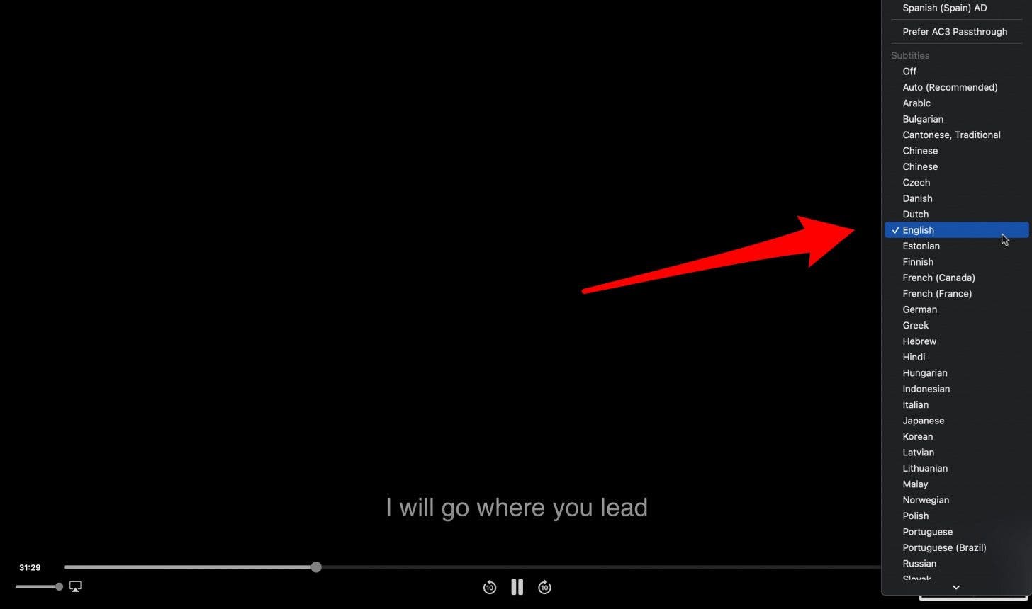 activer les sous-titres dans l'application apple tv