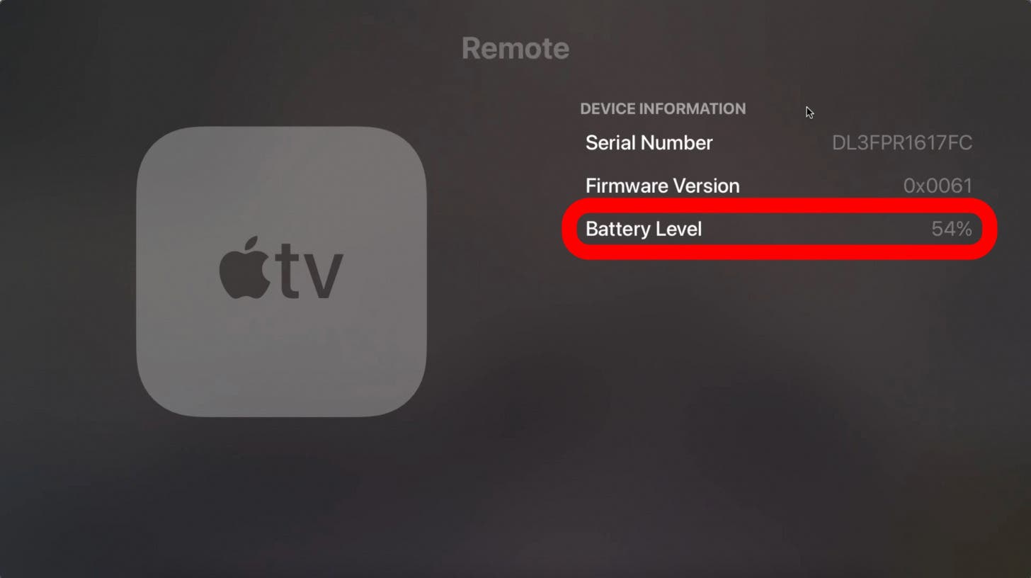 vérifier la batterie sur la télécommande apple tv