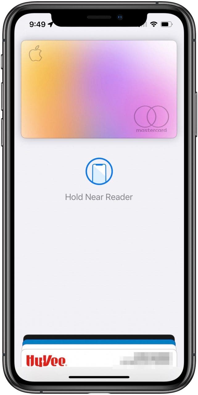 Lecture de l'écran Apple Pay Hold Near Reader.