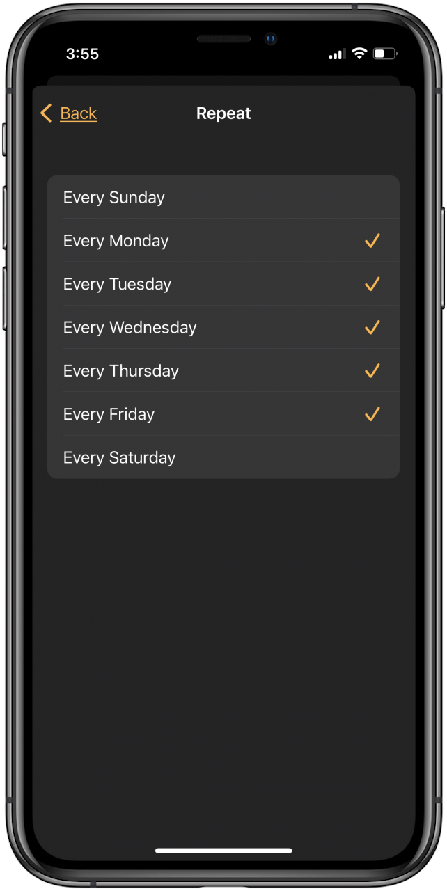 décider à quelle fréquence l'alarme de l'iphone se répète