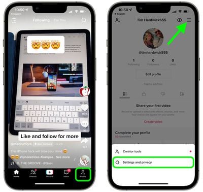 1tik tok active le mode sombre