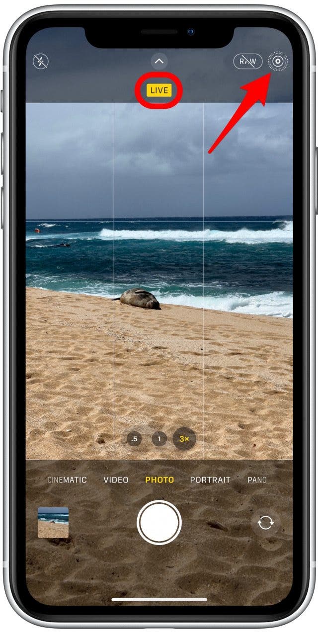 Appuyez pour activer les photos en direct.
