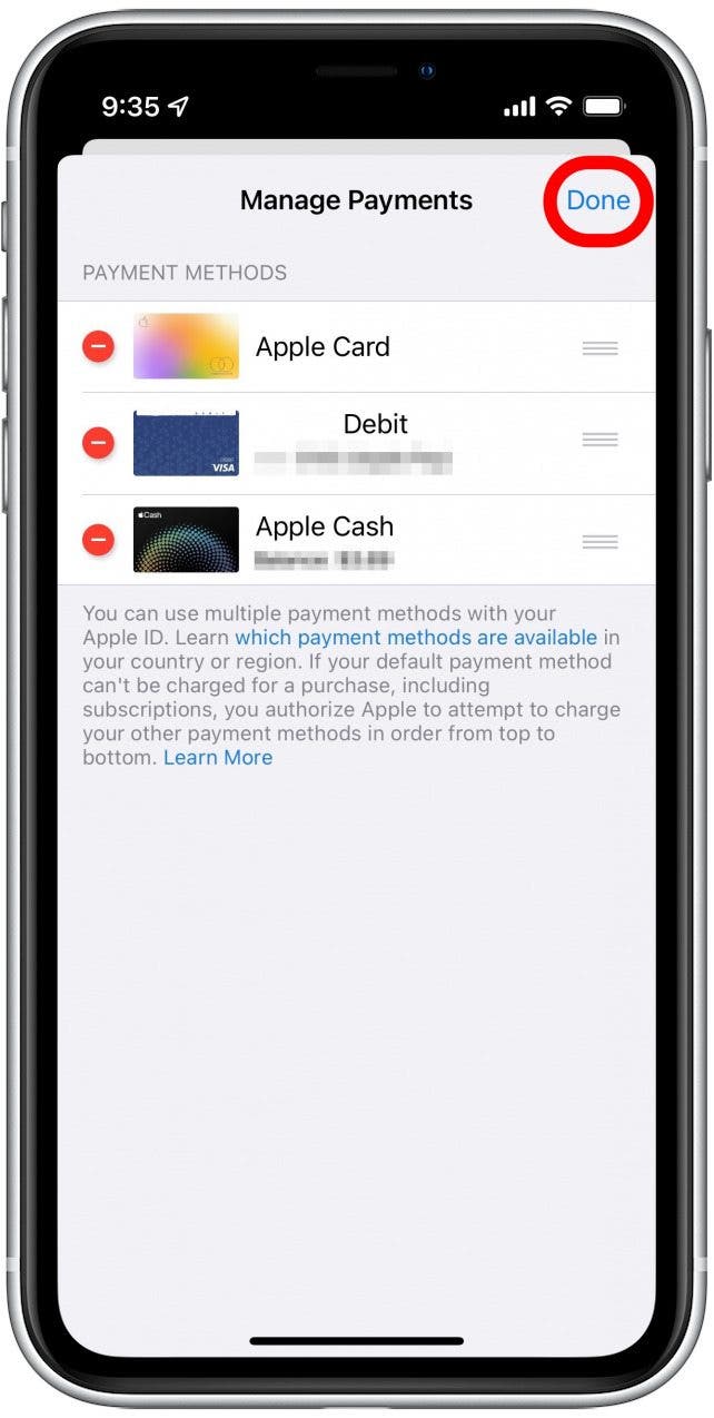 Appuyez sur Terminé pour enregistrer les modifications que vous apportez.
