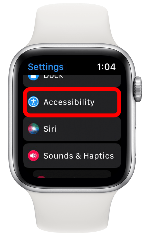 Faites défiler vers le bas et appuyez sur Accessibilité.